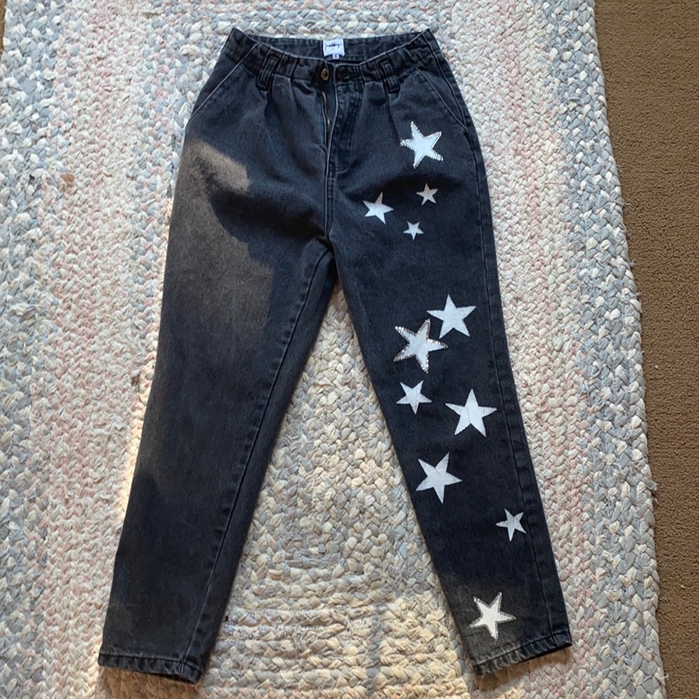 Custom Star Black Highwaisted Denim Jeans